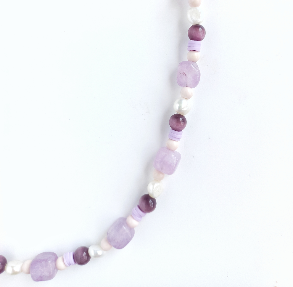 Violet Quartz & Amethyst Butterfly Clasp Necklace