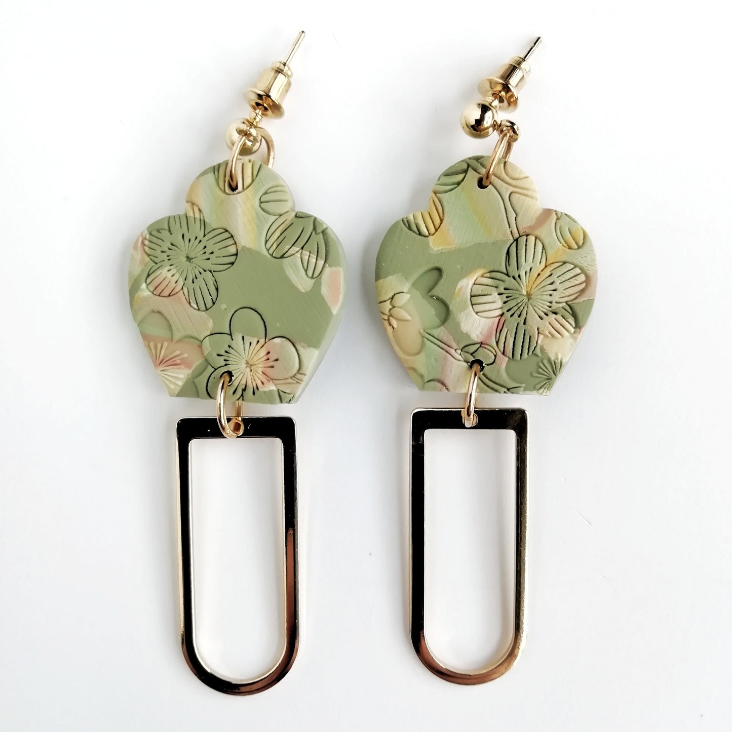 Blush Reverie - Soft pink greens and yellow marbles with arch pendant