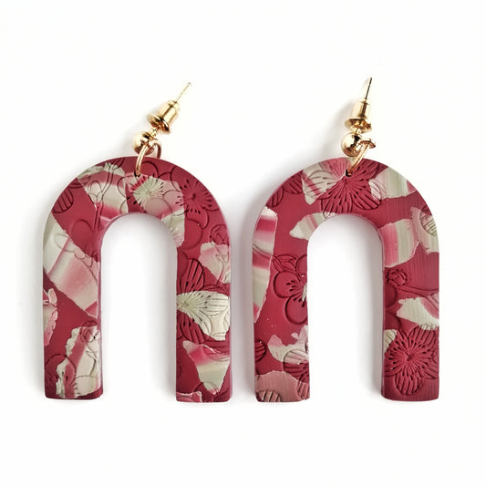 Blush Reverie - Maroon with soft green marbles