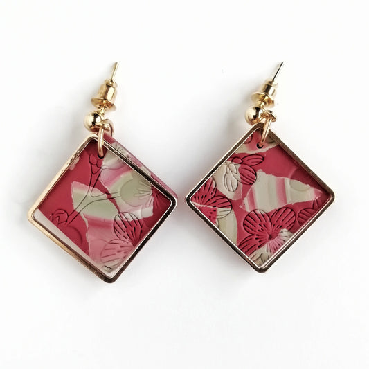 Blush Reverie - Square Maroon with soft green marbles