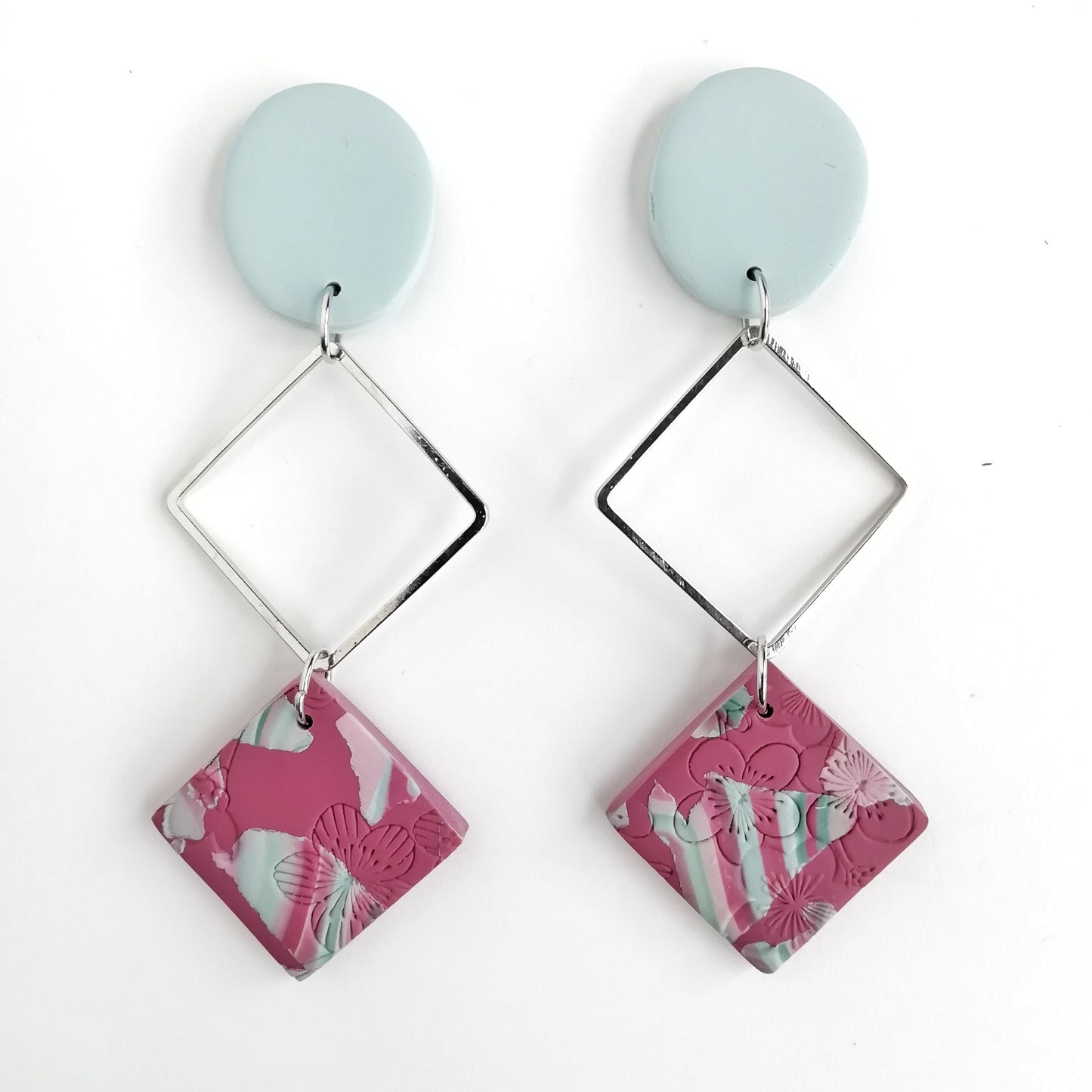 Blush Reverie - Maroon with soft blue hues dangle