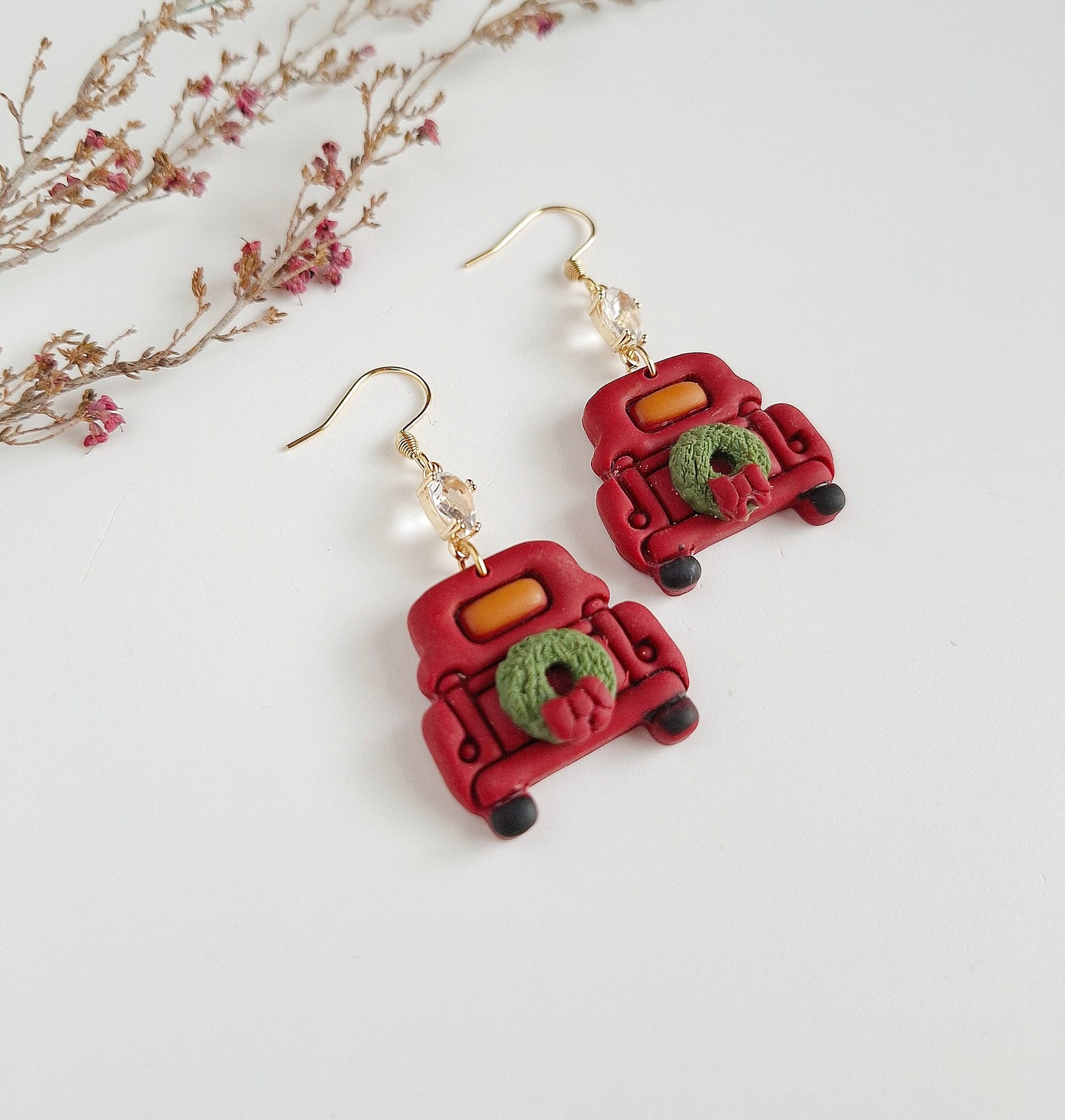 Christmas collection - Red Country Car with Christmas wreath