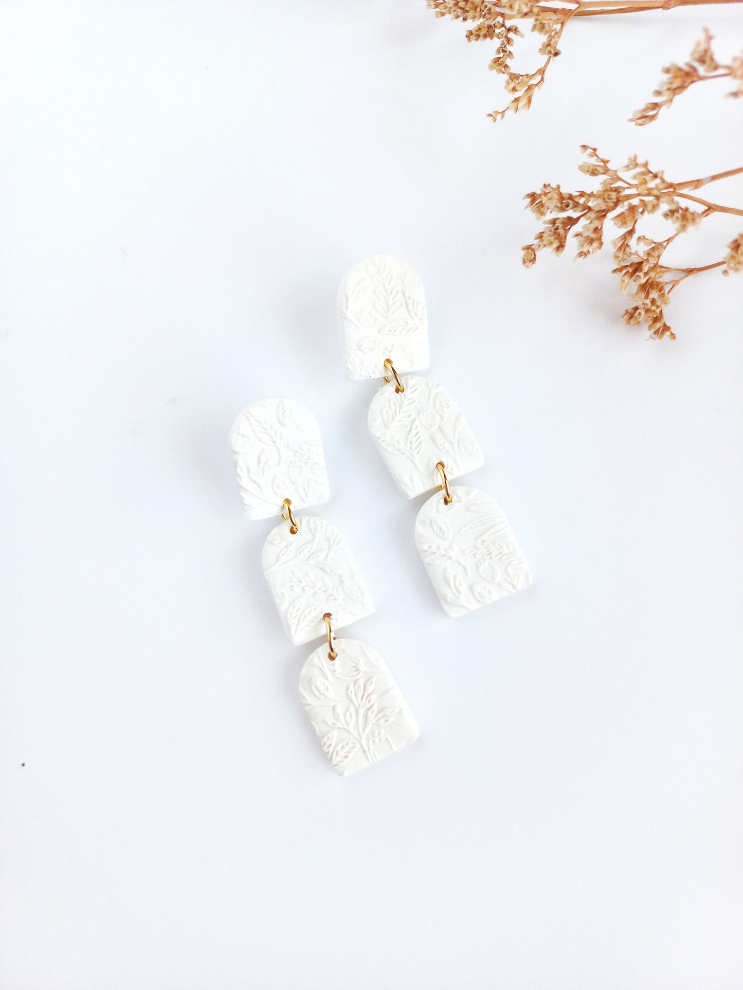 Bridal bloom - Doorstep drop earring with gold stainless steel post