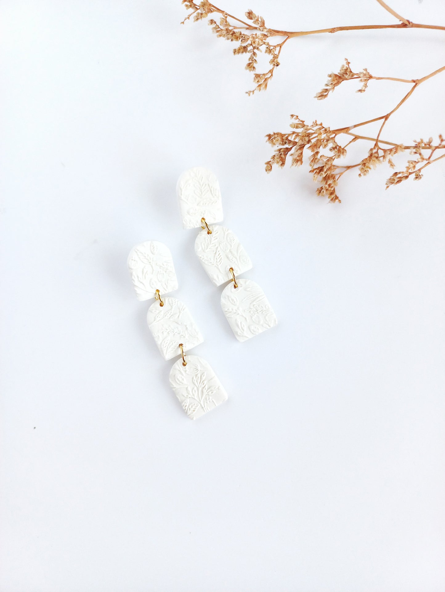 Bridal bloom - Doorstep drop earring with gold stainless steel post