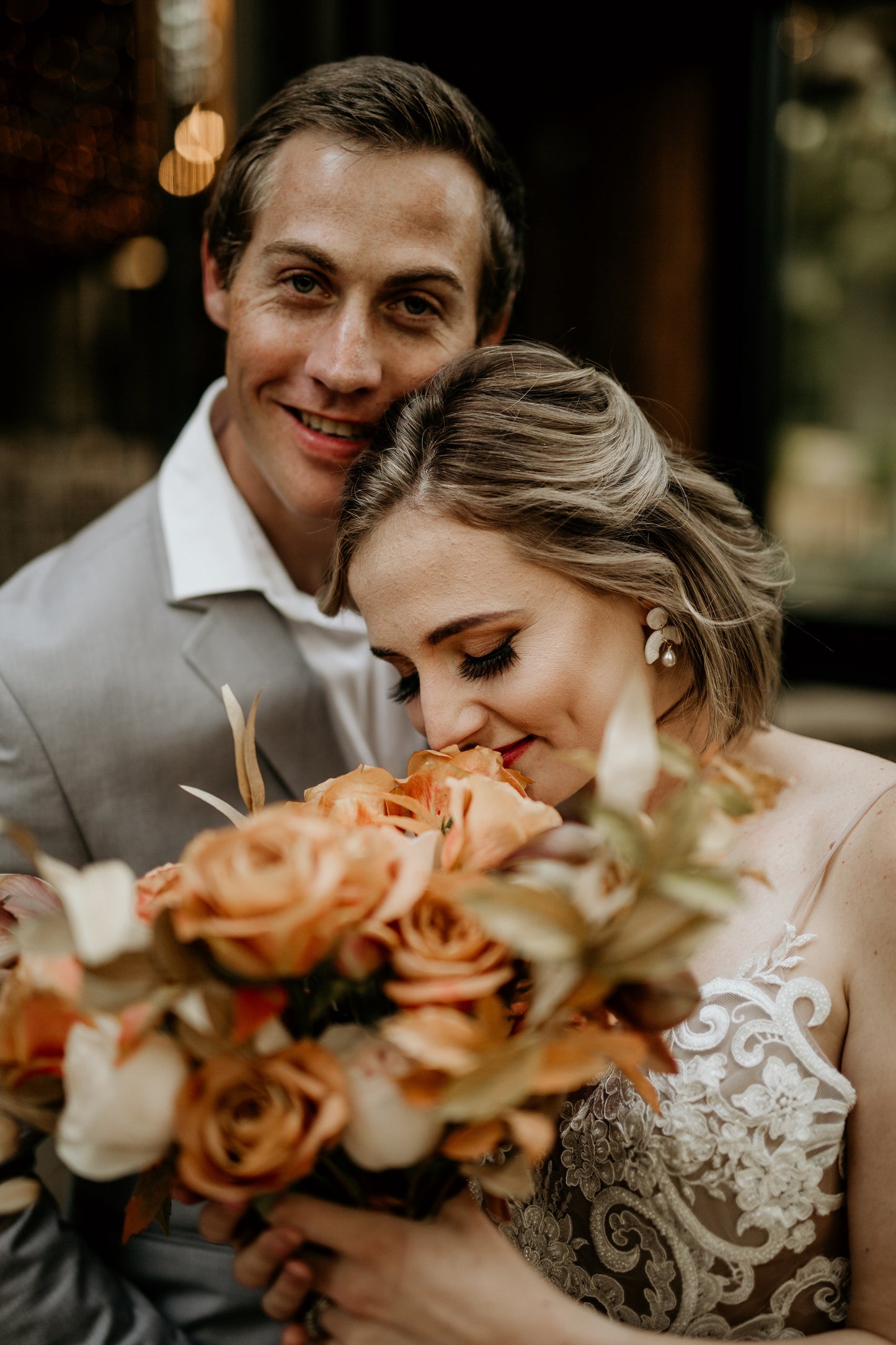 Bridal bloom - Medium drop earring with gold stainless steel post and Imitation pearls