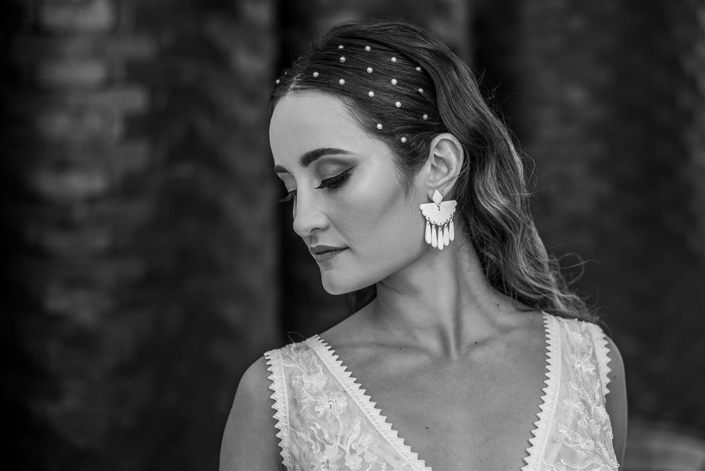 Bridal bloom - Medium flower style earring with gold stainless steel post