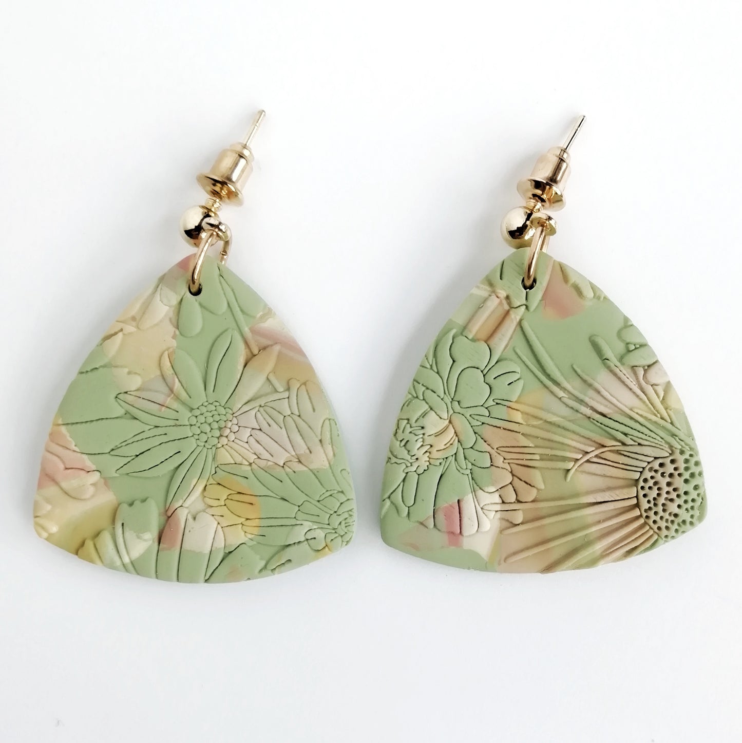 Blush Reverie - Soft pink greens and yellow marbles