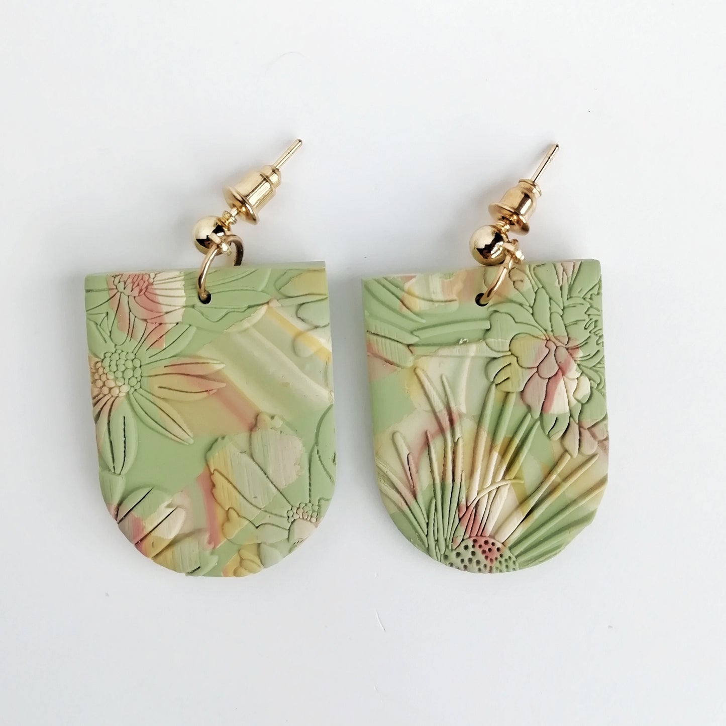 Blush Reverie - Soft pink greens and yellow marbles