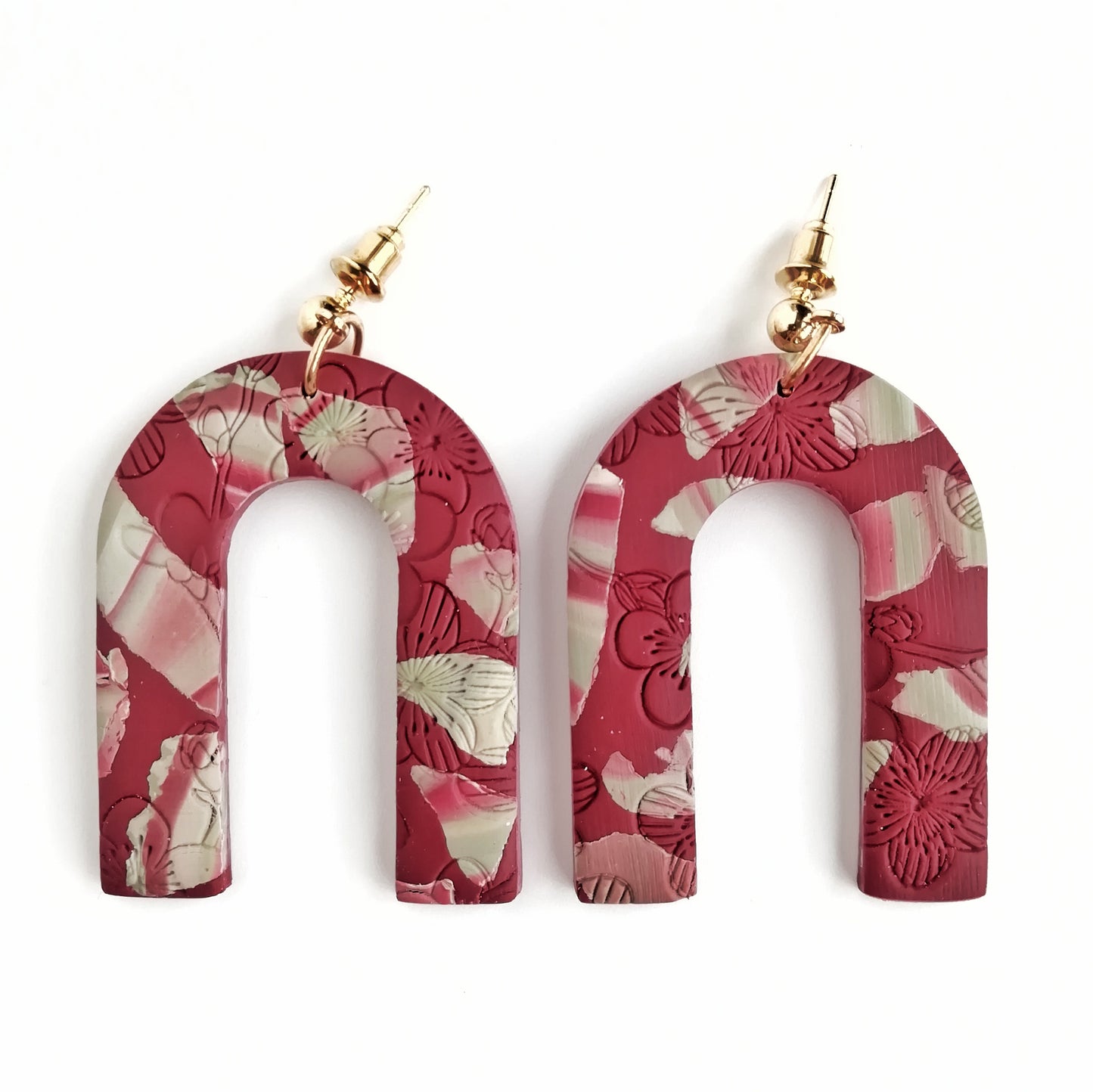 Blush Reverie - Maroon with soft green marbles