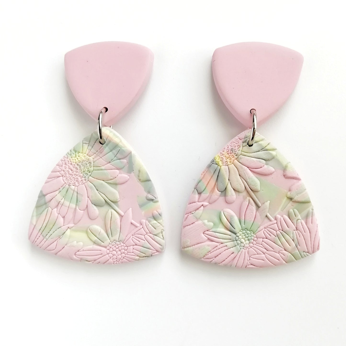 Blush Reverie - Soft Pink & Green Triangles