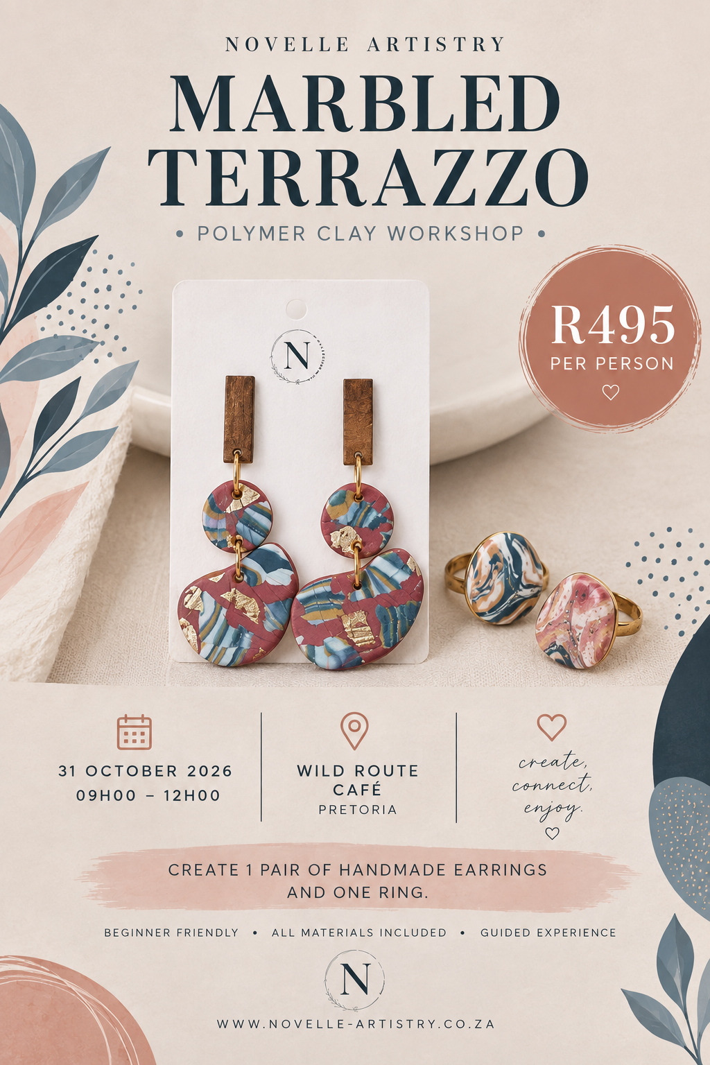 31 Oct 2026 - Wild Route Café - Pretoria - Polymer Clay Beginners Workshops