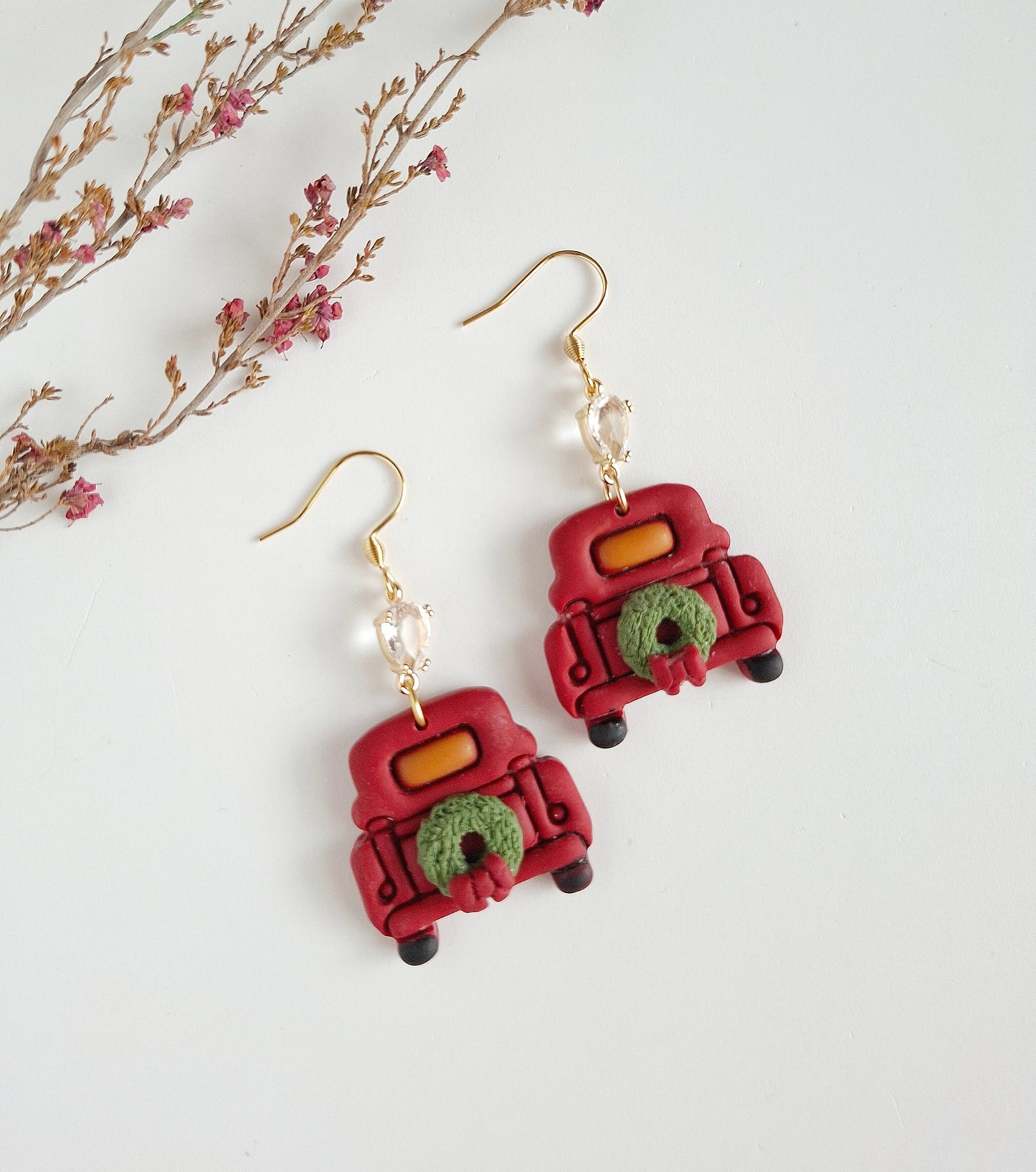 Christmas collection - Red Country Car with Christmas wreath