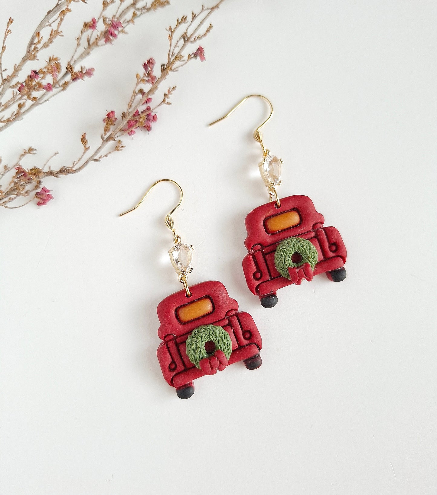 Christmas collection - Red Country Car with Christmas wreath