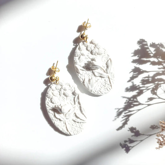 Chaska Protea - Large Oval Earring with stainless steel gold ball stud