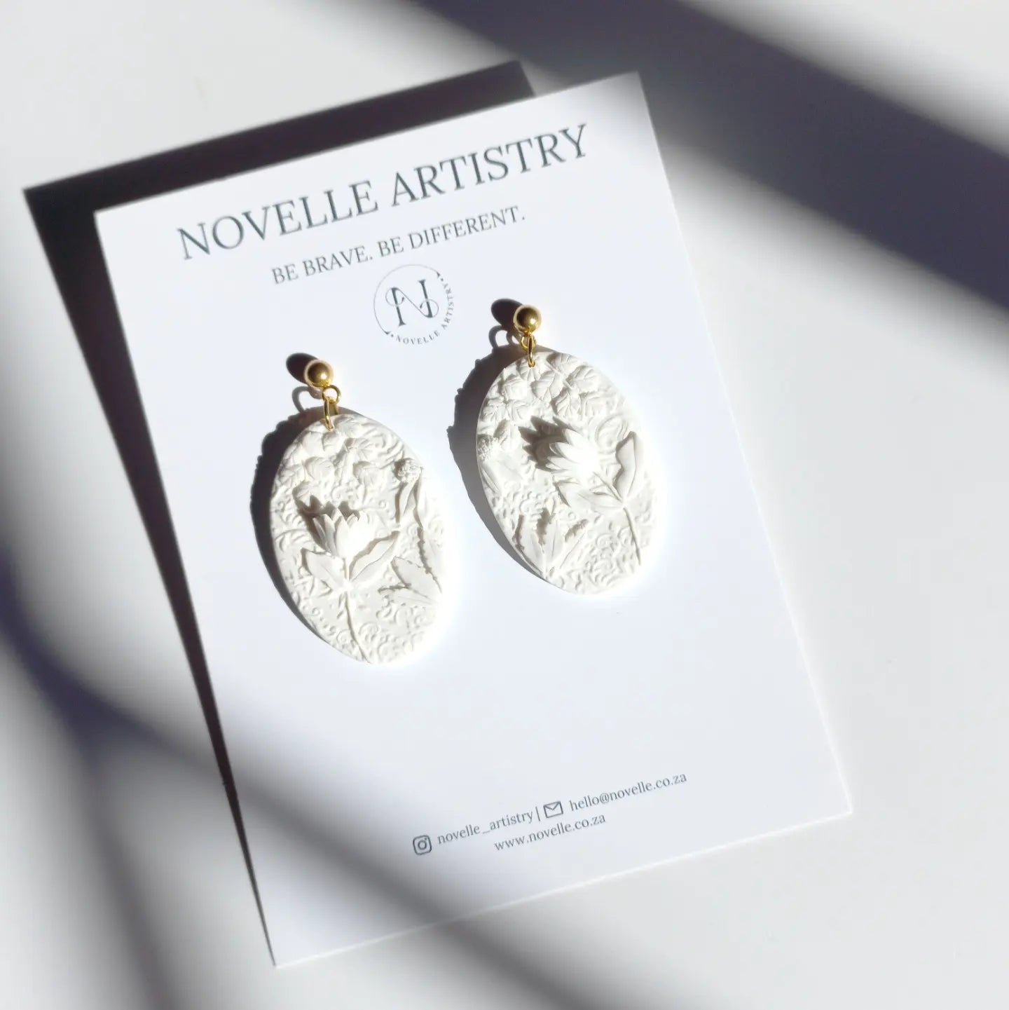 Chaska Protea - Large Oval Earring with stainless steel gold ball stud